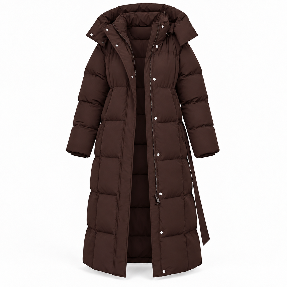 Doudoune Longue Femme Élégance Chaude & Confortable Rouge Bordeaux