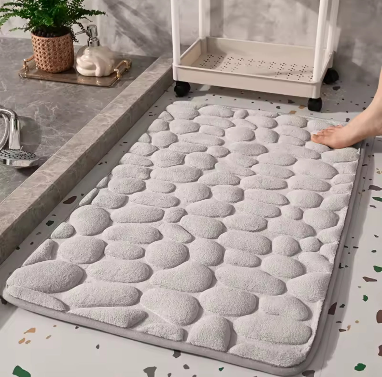 Tapis de Bain Galets Ultra-Absorbant