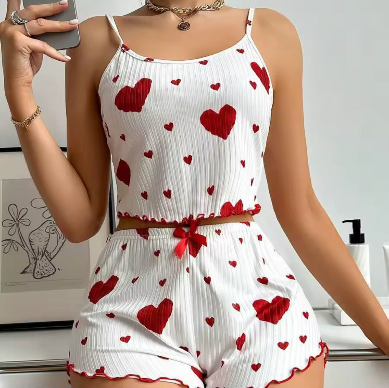 Ensemble Pyjama Cœur Doux, Léger et Ultra Féminin