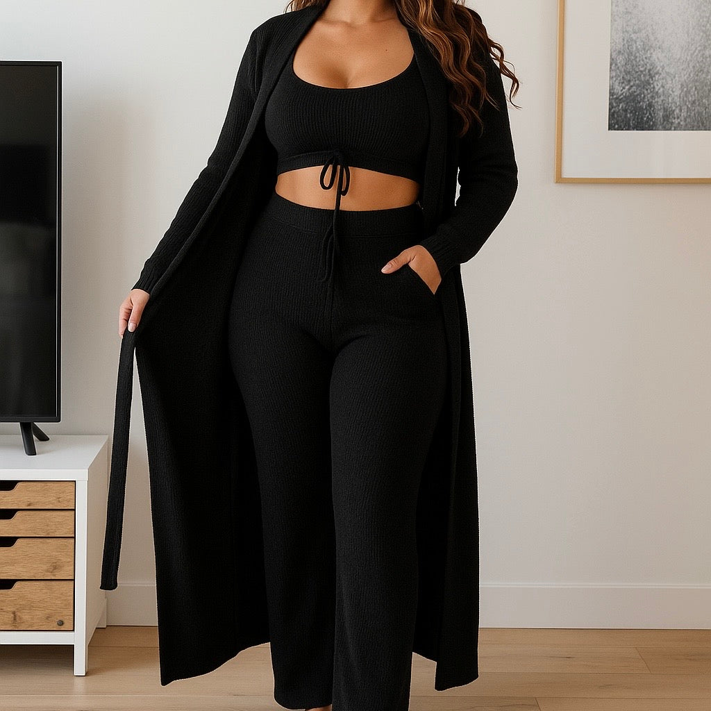 Pyjama hiver chaud et doux ensemble 3 pièces