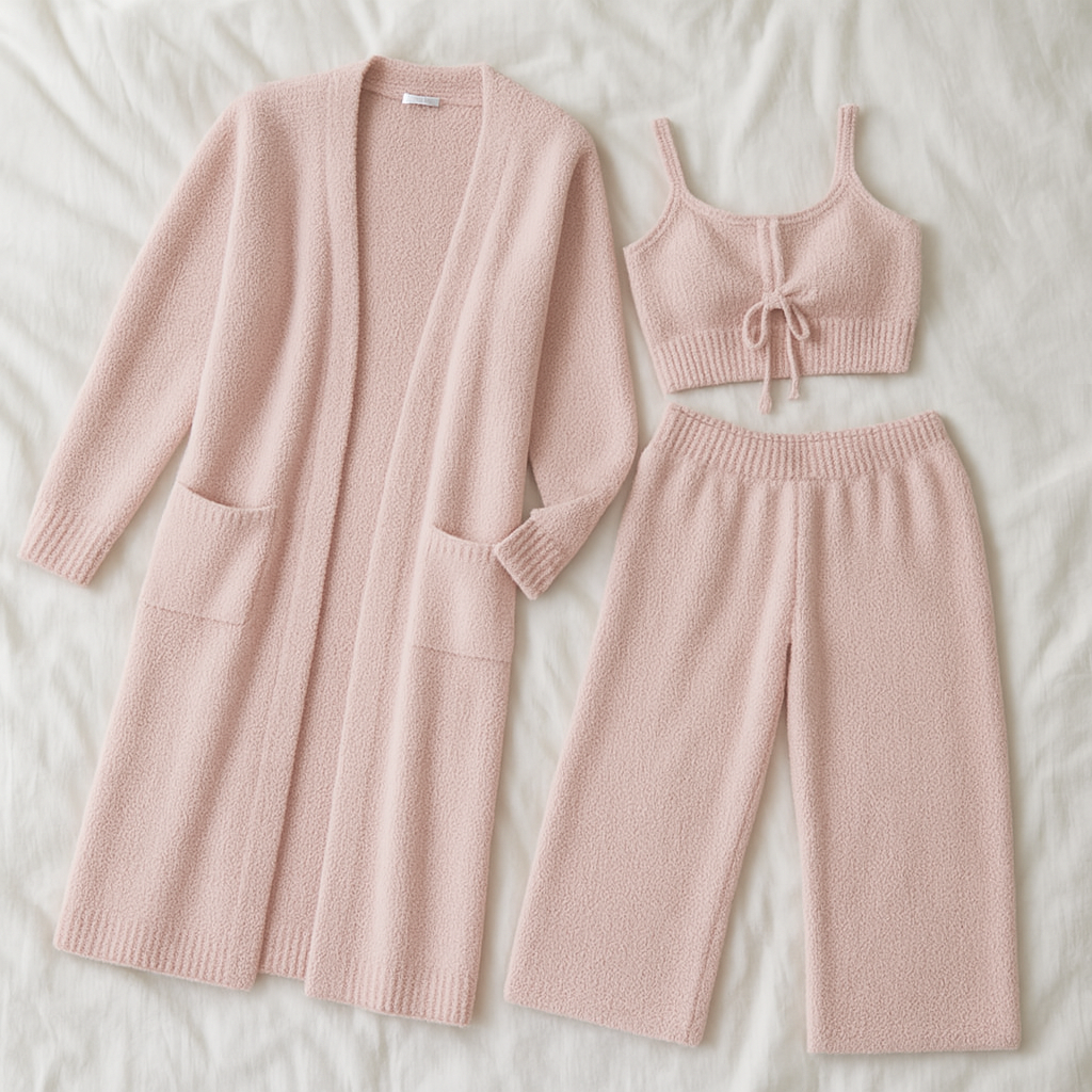 Pyjama hiver chaud et doux ensemble 3 pièces