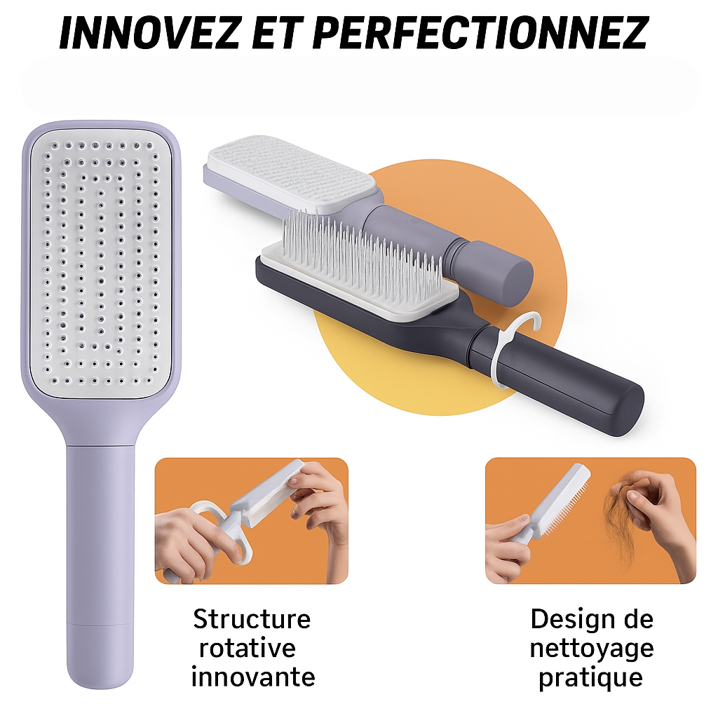 BROSSE À CHEVEUX ROTATIVE AUTONETTOYANTE