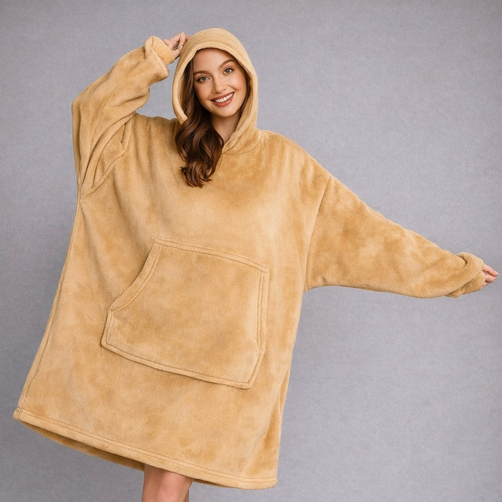 Poncho Polaire à Capuche Le Plaid Cocooning Ultra Doux pour des Soirées Cosy