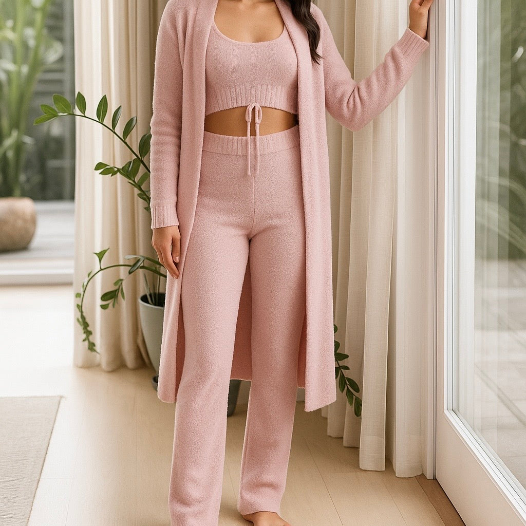 Pyjama hiver chaud et doux ensemble 3 pièces