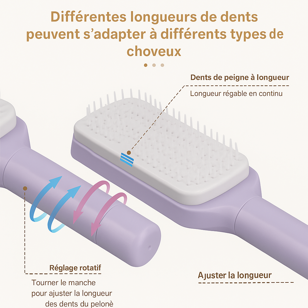 BROSSE À CHEVEUX ROTATIVE AUTONETTOYANTE
