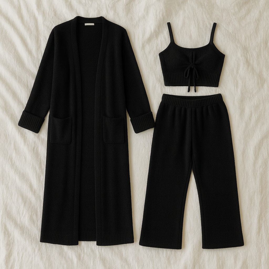 Pyjama hiver chaud et doux ensemble 3 pièces