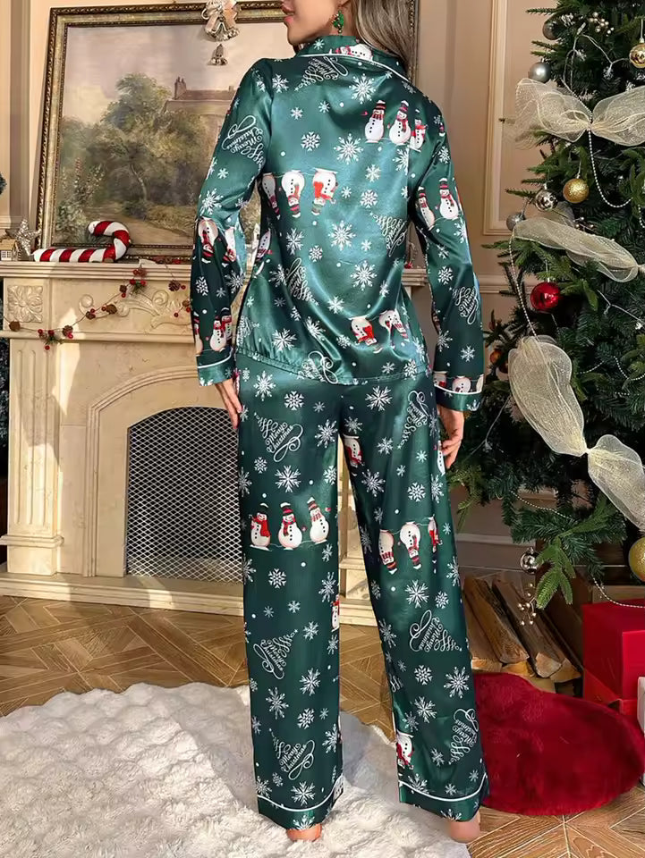 Ensemble Pyjama Cocooning de Noël en Satin