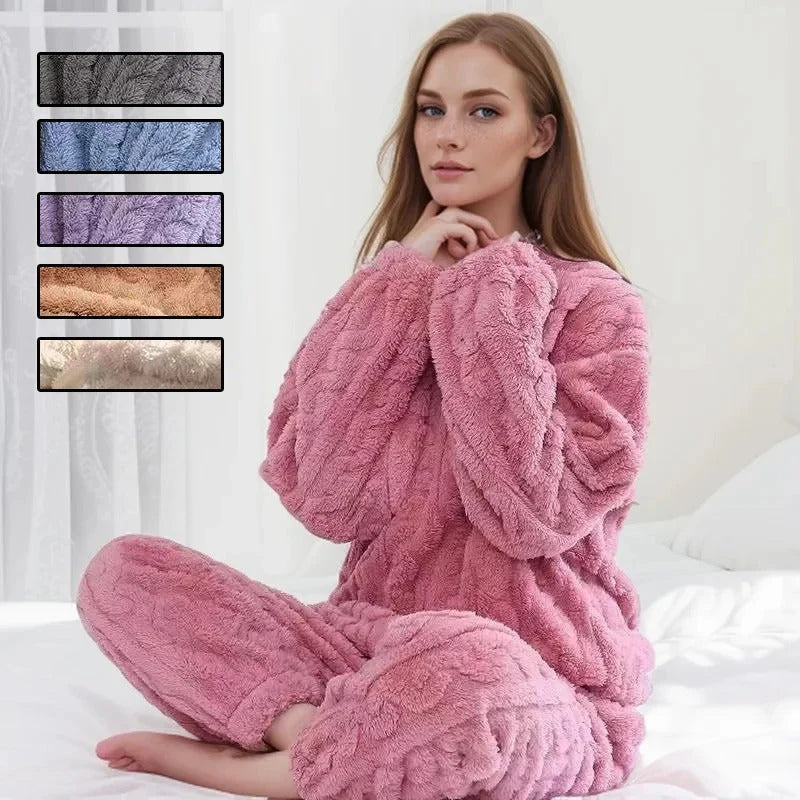 Ensemble de nuit en polaire pour femme - Pyjama d'hiver chaud et doux